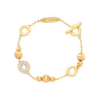 geometric gold bead bracelet with toggle clasp