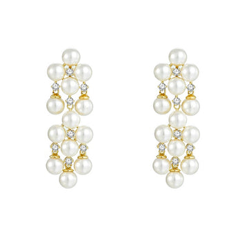 cascading white pearl dangle earrings