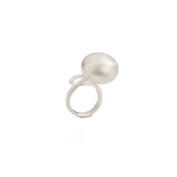 Italian Rigato technique brushed sterling silver sphere ring