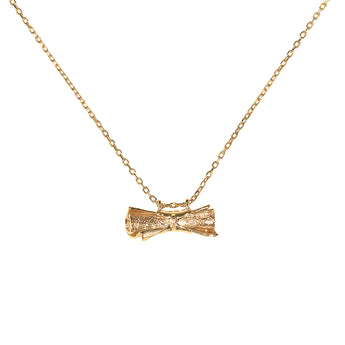 Rouleau 18K gold vermeil miniature scroll pendant necklace with textured surface and curled ends on 40+5cm cable chain by ZéFir