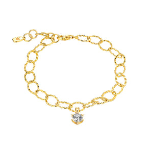 0.5 carat moissanite bracelet in 18K gold vermeil sterling silver, 15cm adjustable chain