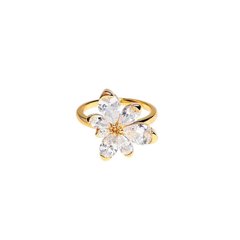 Six pear-cut 5A natural zircons gold ring