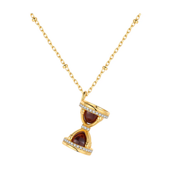 garnet hourglass pendant necklace in gold vermeil
