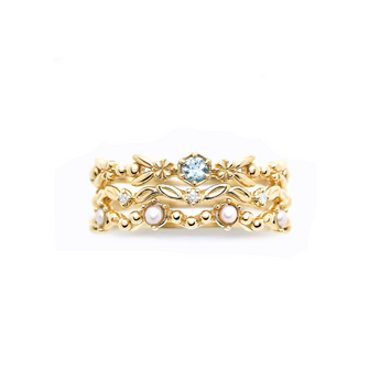 blue topaz floral stack ring set in gold vermeil
