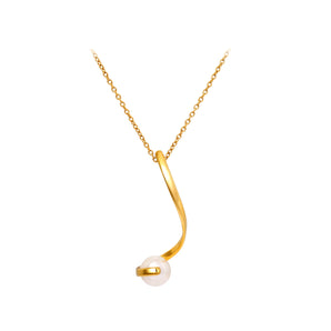 Japanese Biwa pearl pendant necklace in 18K rose gold vermeil sterling silver, 40cm adjustable chain