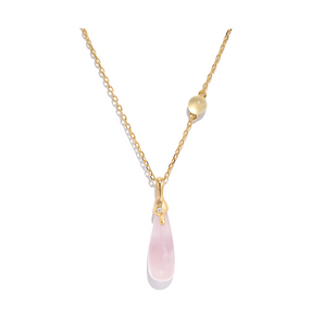 pastel rose quartz teardrop necklace