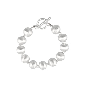 Rigato technique sterling silver ball bracelet, 19cm adjustable
