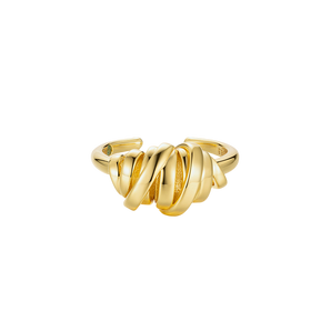 Torsion sculptural croissant-inspired twisted open ring in high-polish 18K gold vermeil 925 sterling silver, adjustable by ZéFir