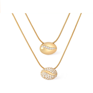 delicate zircon pendant necklace in 18K gold vermeil copper, 40cm adjustable chain
