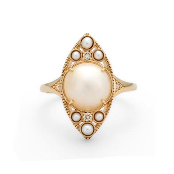 marquise pearl ring in rose gold vermeil
