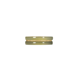 Yawaraka Hetian Qingyu Nephrite jade double band ring with 18K gold vermeil stripe by ZéFir
