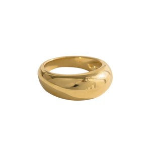 domed gold ring in 14K gold vermeil copper, rounded bombe silhouette