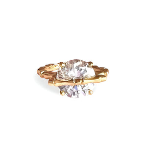 round diamond ring with gold vermeil twig band
