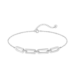 intertwined zircon chain bracelet in rose gold vermeil sterling silver, 17cm adjustable