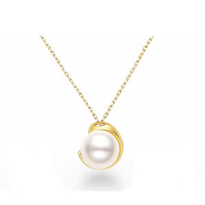 large Japanese Akoya pearl pendant necklace in gold vermeil sterling silver, 40cm adjustable chain
