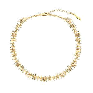 barbed wire silhouette zircon necklace in 14K gold vermeil, 42cm adjustable chain
