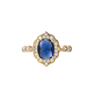 sapphire-inspired zircon ring in 14K gold vermeil copper, cool blue tone adjustable