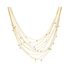 delicate zircon station necklace in 18K gold vermeil sterling silver, 42cm chain
