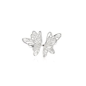 butterfly wing silver ring in intricate hollow
