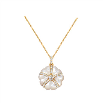mother of pearl starfish pendant necklace in gold
